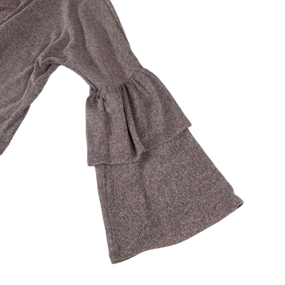 Altar'd State Womens Grey/pink Sweater Soft - Size M Double Ruffle Long Sleeves. - Picture 13 of 13